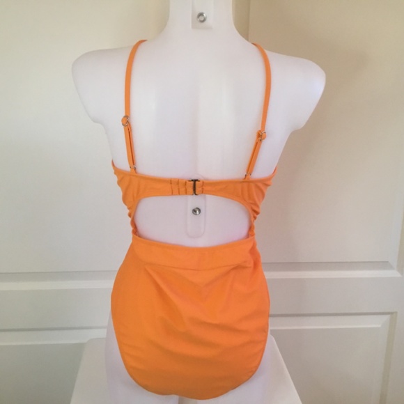 Women's One Piece Plunge Neckline Cutout Criss Cross Bathing Suit - Picture 4 of 7